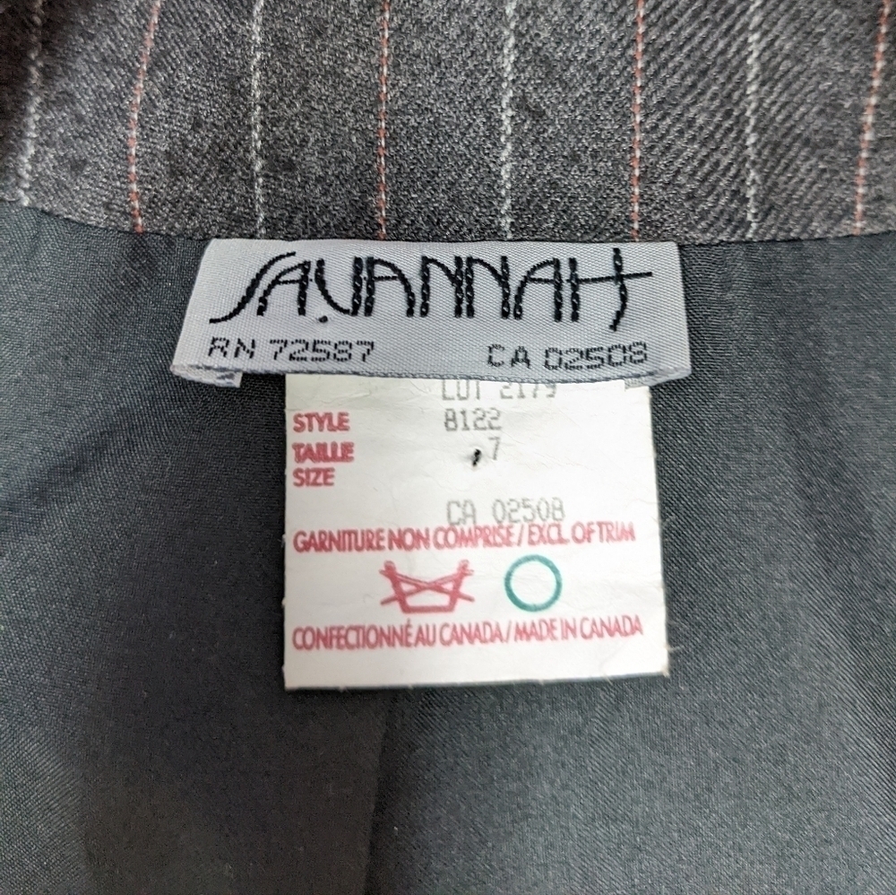 Savannah vintage women's grey pinstripes blazer size L - Picture 5 of 6